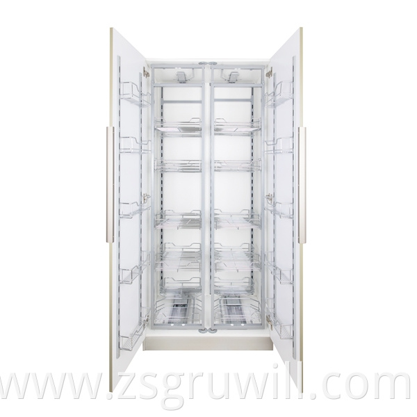 Foshan competitive price double tandem 450mm pull out tall ladder cabinet organizer kitchen pantry units